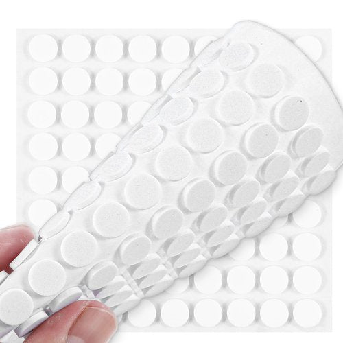 Nogeqi 324PCS Small Furniture Felt Pads, Self Adhesive Felt Cabinet Door Bumpers, 0.39 in/1 cm Adhesive Dots to Protect Furniture Tabletop Cabinet Drawer (White, 4 Sheets)