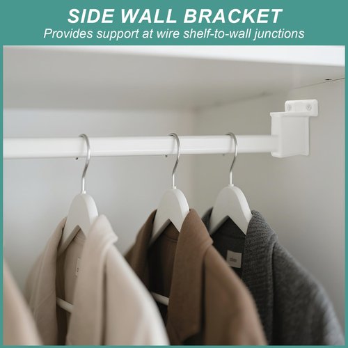 Chaokant 4 Pack Wire Shelf End Bracket - Heavy Duty Closet Shelf Brackets, White Plastic Closet Rod & Wall Shelf Supports with Screws, Suitable for Mesh Shelving