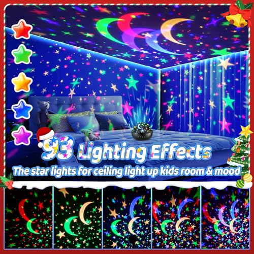 COOLNIGHT Black Kids Night Light Projector with 93 Lighting & 3 Films, Sleep Timer & Remote