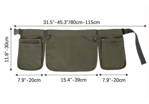 Adjustable Gardening Tool Belt with Multiple Pockets Durable Work Apron for Landscaping Crafting DIY Projects (Green)