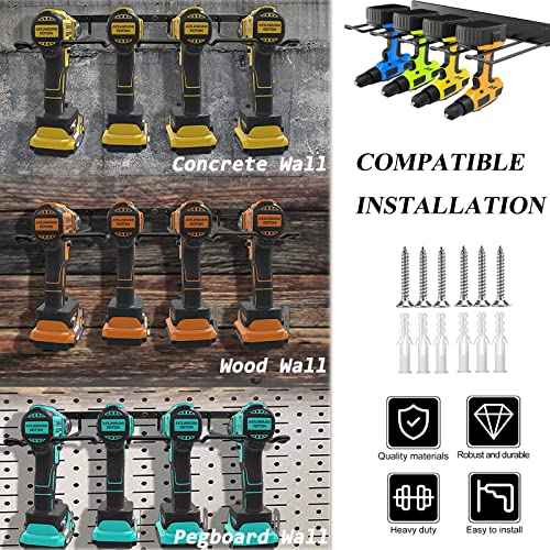 Power Tool Organizer,2PCS Drill Holer Wall Mount Garage Power Tool Storage Rack for Handheld & Power Tools,Metal Drill Holder for Garage Warehouse Shed Shop