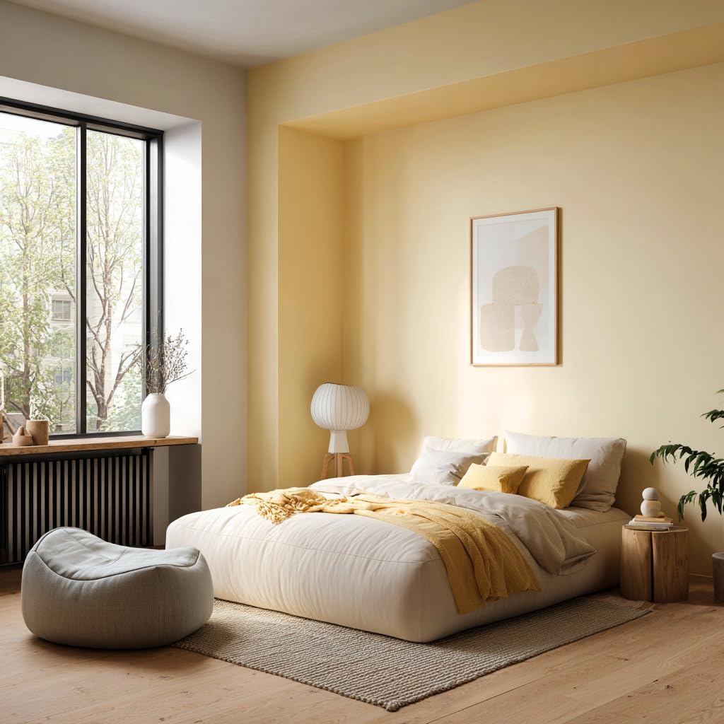 EVOLVE Interior Paint & Primer, Satin (Honey Yellow), 1 Gallon – Available in 50+ Colors, One-Coat Coverage, Excellent Hide, Low VOC, Low Odor, Washable Interior Paint