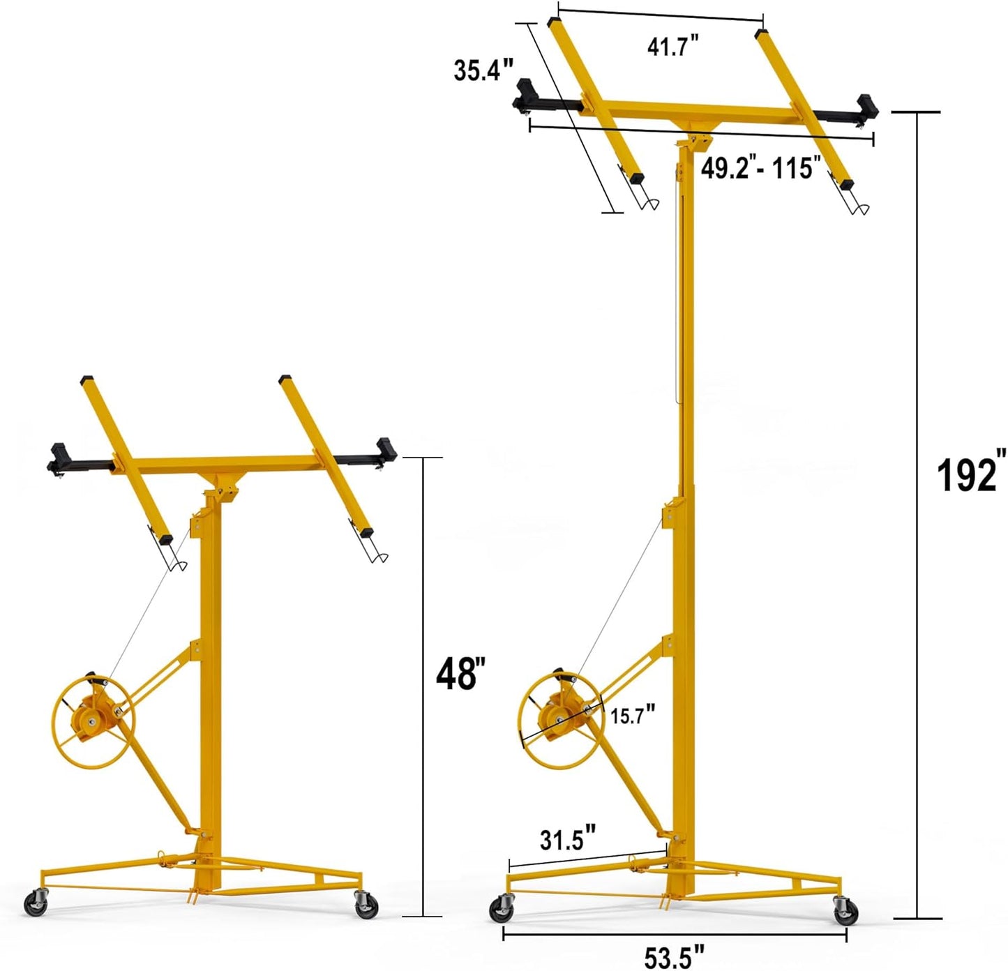 11 Ft Drywall Lift,Drywall Rolling Lifter Panel,150LBS Heavy Duty Sheetrock Lift Drywall Lift,Drywall Lift Panel Hoist Jack with 360° Adjustable Telescopic Arm & 3 Lockable Wheels