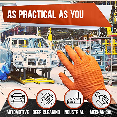 CHAMPION Nitrile Orange Gloves, 8 Mil, Industrial Strength, Automotive & Mechanic Gloves