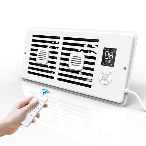 SoulBay 4x10 Inch Smart Register Booster Fan with Remote and Thermostat Control - Quiet AC Vent Booster Fan for Year-Round HVAC Efficiency, 10-Speed Adjustable, Auto Summer/Winter Modes
