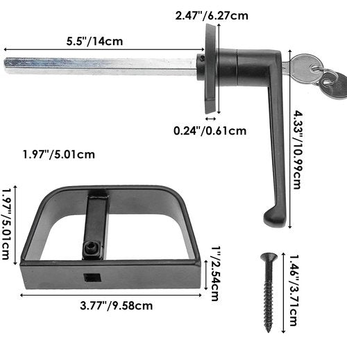 Yaegoo 5-1/2" Shed Door Lock T-Handle Lock Kit with 2 Keys, Shed Door T Handle Lock, Black