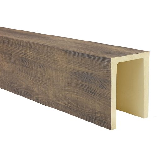 Heritage Timber Rustic Sawn Faux Wood Beam, 3-Sided (U-Beam), 9 1/2"W x 11 1/2"H x 240"L, Smokey Brown Finish