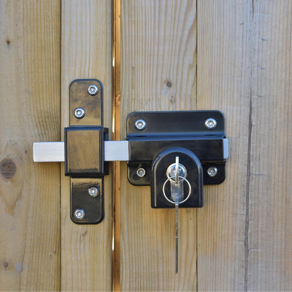 GateMate Long Throw Gate Lock 1490136, Euro Profile Keyed Alike Gate Lock for Sheds, Gates & Garage Doors, Keyed Both Sides, 316 Stainless Steel, for Wooden Gates & Doors Up to 2 ¾” (70mm), 5 Keys