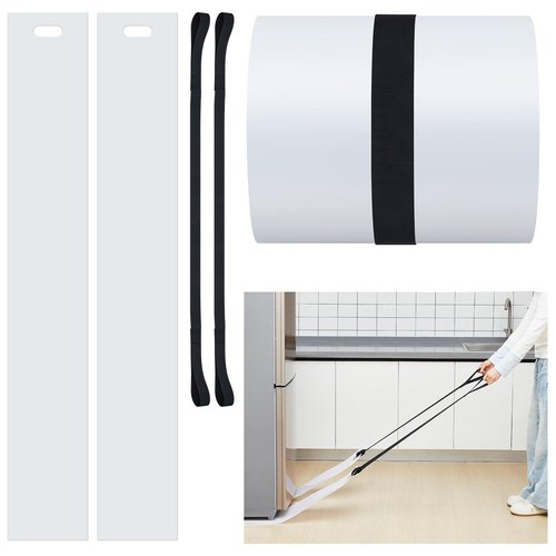 Soaoo 2 Set Appliance Slider with Pull Strap Appliance Mover with Handle Plastic Moving Furniture Gliders Heavy Duty Sliding Sheet for Tile Floors and Hardwood Floors, Glides Easily (8 x 60 Inch)