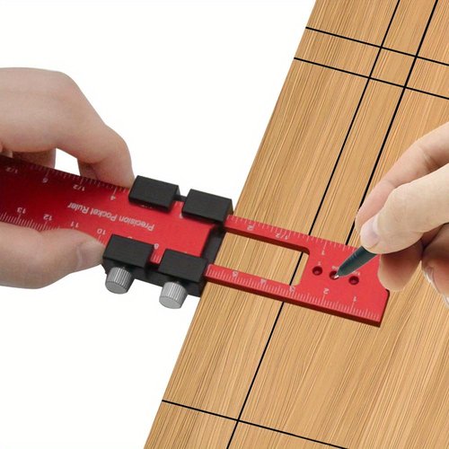 Precision Pocket Rule Metal Slide Stop Marking Ruler Metric Inch Measuring Working Scribing Measure Tools - Aluminum Alloy-300mm