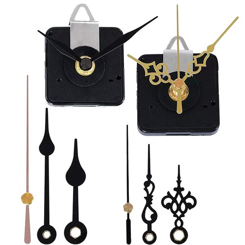 EMOON 2 Pack Clock Movement Mechanism with 4 Pairs of Short Hands Battery Silent Sweep Operated Quartz Clock Motor Kit DIY Repair Parts Replacement, 3/4 Inch Total Shaft Length