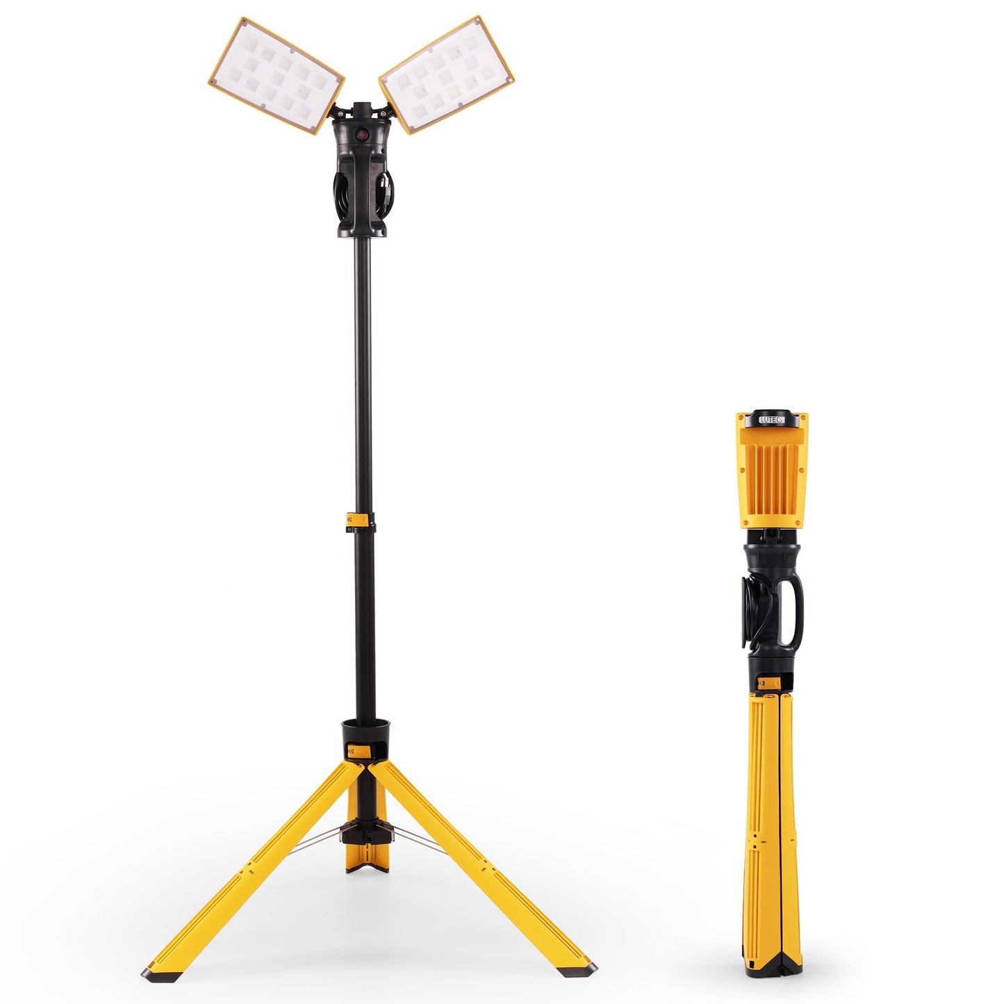 LUTEC 【Upgraded】 6290Pro 15000 Lumen 105 Watt Dual-Head LED Work Light with Telescoping Tripod, Work Light with Stand Rotating Waterproof Lamps and 8 Ft 3-Prong Power Cord