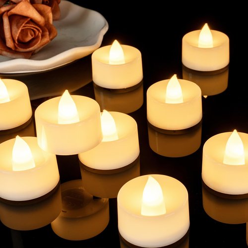 Amagic 12/24/50/100/150 Pack Battery Operated Tea Lights Candles, Fake Tealights Candles, Flameless LED Tea Lights for Halloween, Wedding, Votive, Festival, Table Decor(12 Pack, Warm White)