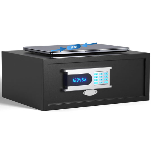 Grimtron Hotel Safe Box (1.36 cu. ft.) with Audit Function, Administrator Password, College Dorm Safe with Silent Mode, LED, and Backlit Keyboard for Documents, Laptop Safe for IPhone, Smart Watch