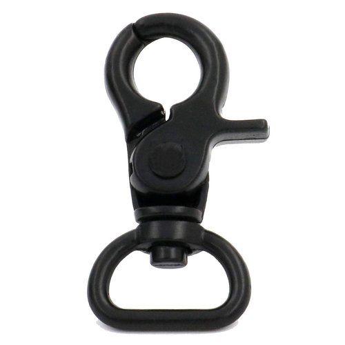 BIKICOCO 5/8'' Swivel Trigger Snap Hook Lobster Claw Clasp Spring Loaded Clip, D-Ring Ended, Black - Pack of 10