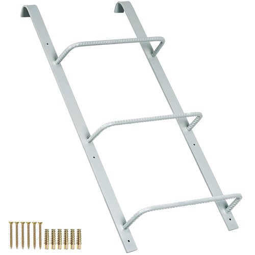 KodMtiz 3-Rung Fire Escape Ladder, 34.25" x 17.91"(LxW) Basement Egress, Heavy Duty Metal Ladder for Fire Emergency Home Safety, (3-Rung, Gray)