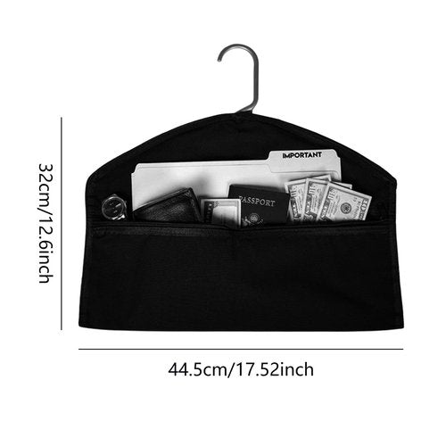 Diversion Hanger, Fireproof - Waterproof Hidden Pocket Safe Fits Under Hanging Clothes with Pocket | Secret Document Bag with Zipper, Storage Bag for Ver
