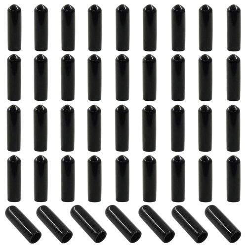 Kyuionty 60PCS Vinyl Flexible Rubber End Caps, 6mm ID ID Bolt Screw Thread Protectors (Black)