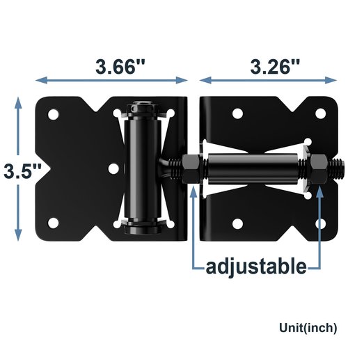 KABMOZ Gate Hinges,Durable Carbon Steel Material,Suitable Apply Wooden/Vinyl/PVC Fences,Garage Self Closing Door Heavy Duty Fence Hardware Partne,with Lnstallation Screws,Black,2*Hinge (Carbon Steel)