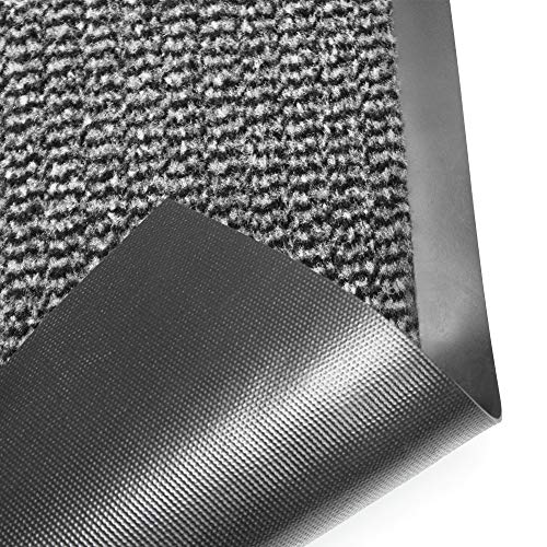 ULTRALUX Indoor Door Mat 31" x 47" Non-Slip Vinyl Backed Entry Rug Doormat, Gray Absorbent Dirt Trapper Entrance Mat, Front Door Welcome Mat, Inside Entry Rug