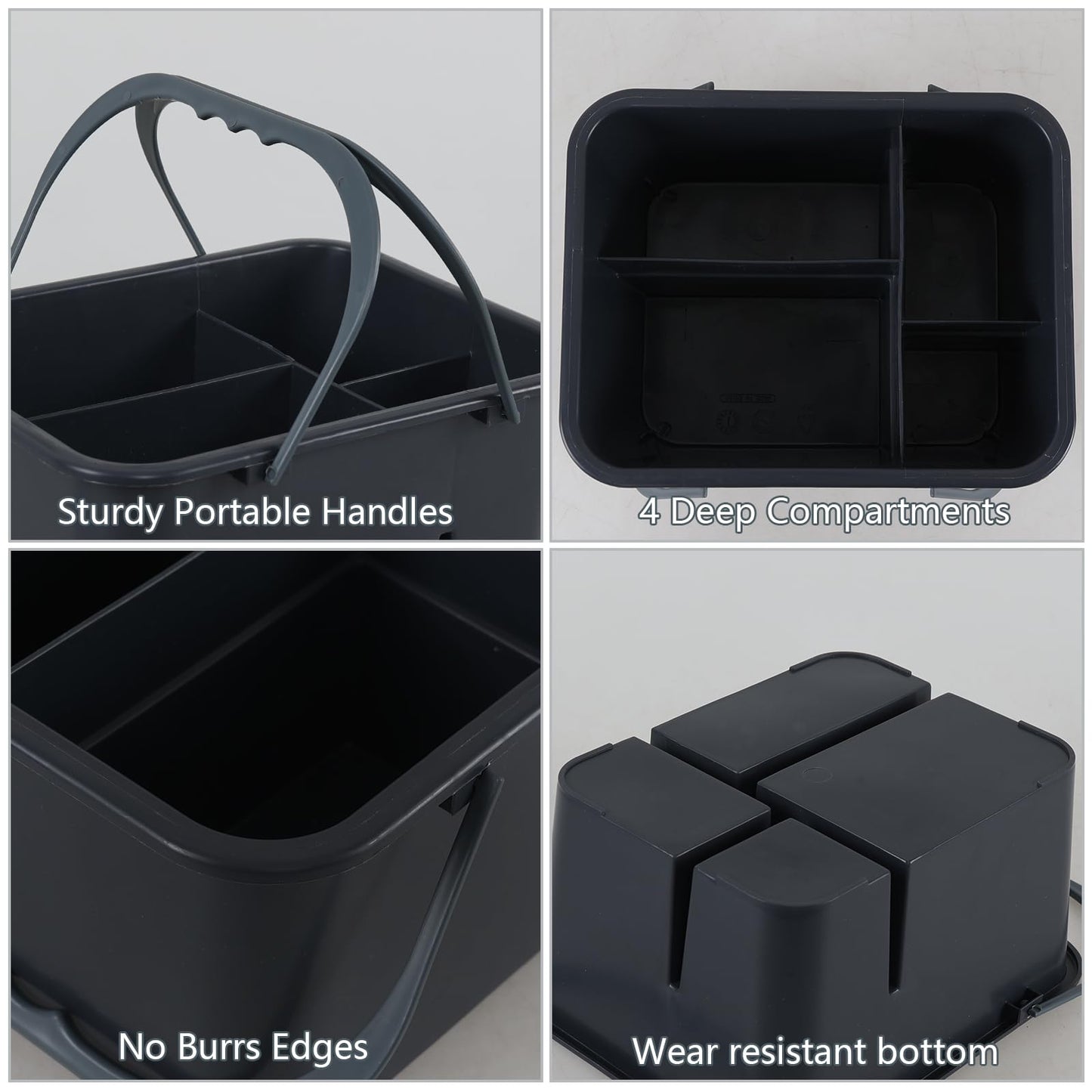 Zerdyne Plastic Cleaning Caddy with Handle, Plastic Cleaning Tote for Cleaning Supplies, Small Classroom Caddy, Gray