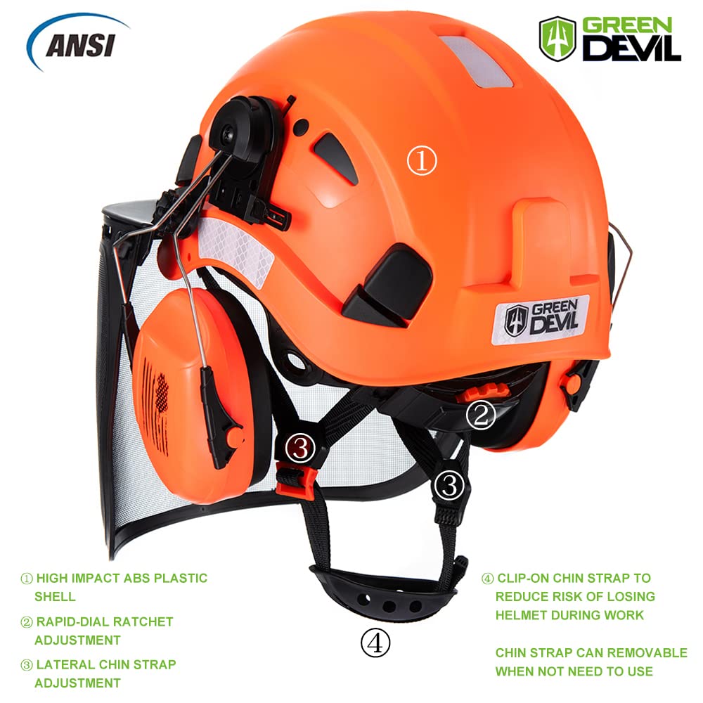 Forestry Safety Helmet Chainsaw Helmet with Mesh Face Shield and Ear Muffs 3 in 1 Forestry Hard Hat