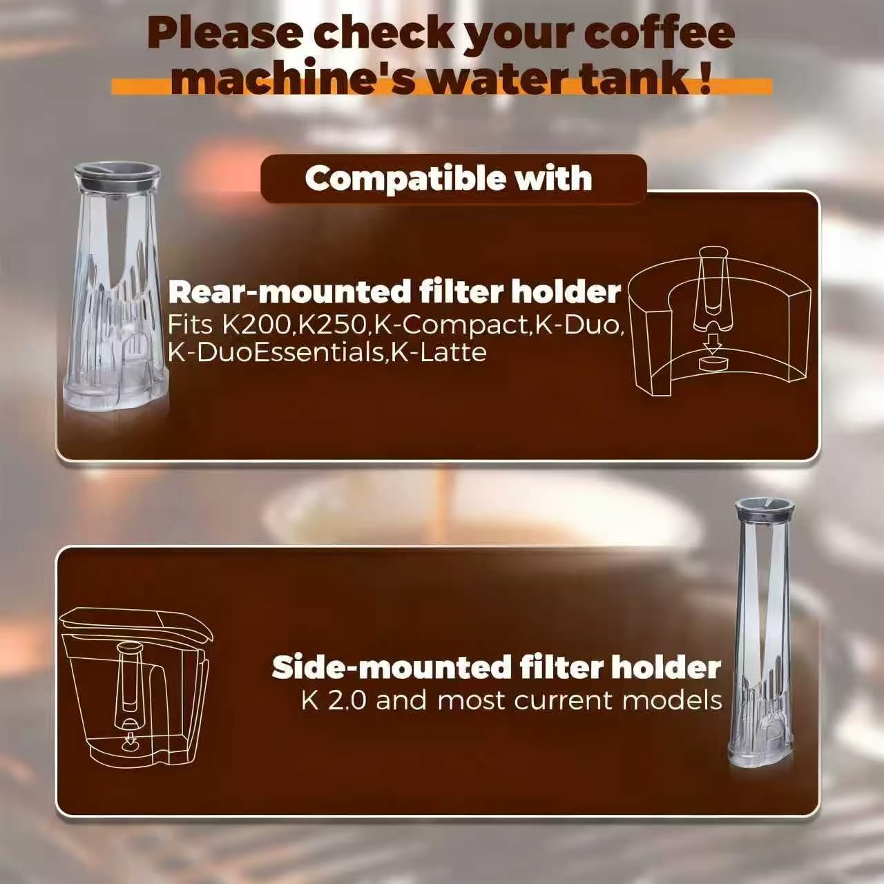 Buhobha Water Filter Holder and 2 Water Filters, Compatible with Keurig 2.0 Series Coffee Machines Compatible with K-Supreme Series/K-Express/K-Slim/K-Elite/K-Duo Plus/K-Select/K-lced/K50/K-Classic