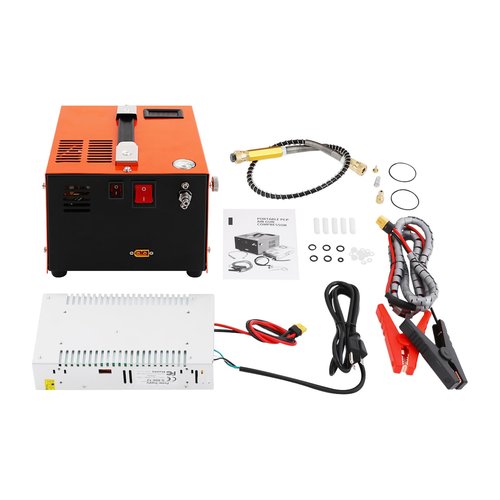 KWCWB PCP Air Compresso 4500Psi 30Mpa,12V DC/110V AC PCP Airgun Compressor,8MM Quick-Connector,for Paintball,Air Rifle, Scuba Bottle