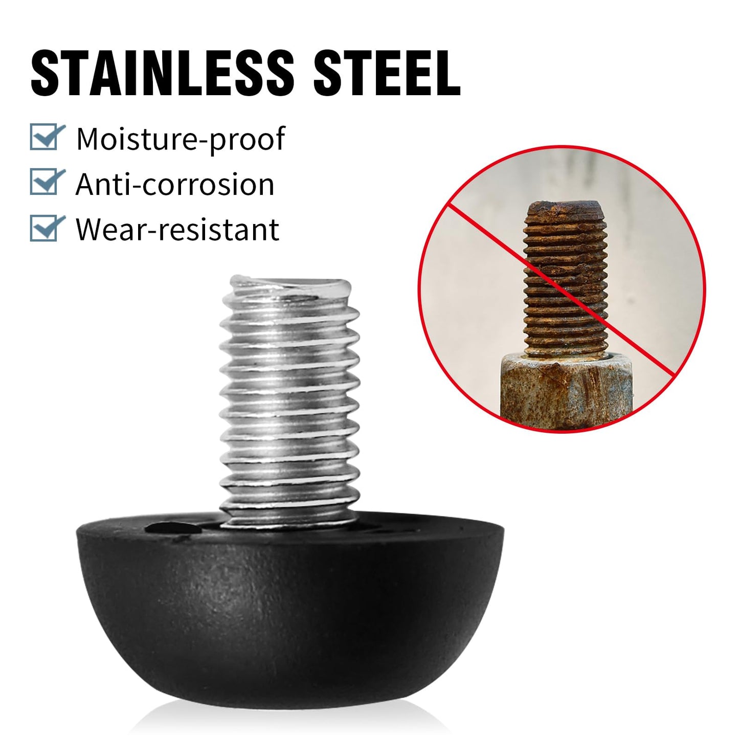 LIDSCURA 24 PCS 8mm x 1.25 M8 Project Adjustable Furniture Leg Leveler, Replacement Outdoor Patio, Stainless Steel Screw-in Leveling Feet Glides