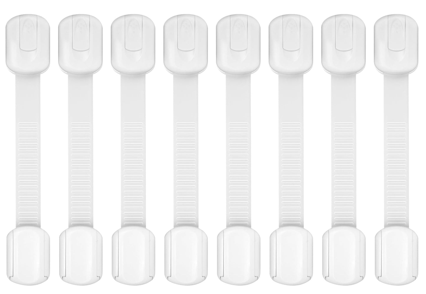 Child Safety Cabinet Locks, 8-Pack, Easy Install with 3M Adhesive, No Screws or Drilling, Multi-Purpose Latches for Cabinets, Drawers, Doors, Kitchen, Ovens, Toilets