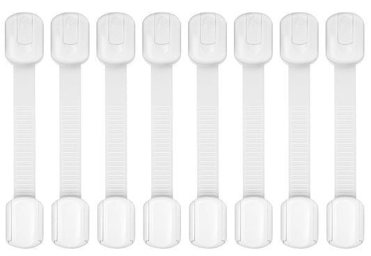 Child Safety Cabinet Locks, 8-Pack, Easy Install with 3M Adhesive, No Screws or Drilling, Multi-Purpose Latches for Cabinets, Drawers, Doors, Kitchen, Ovens, Toilets