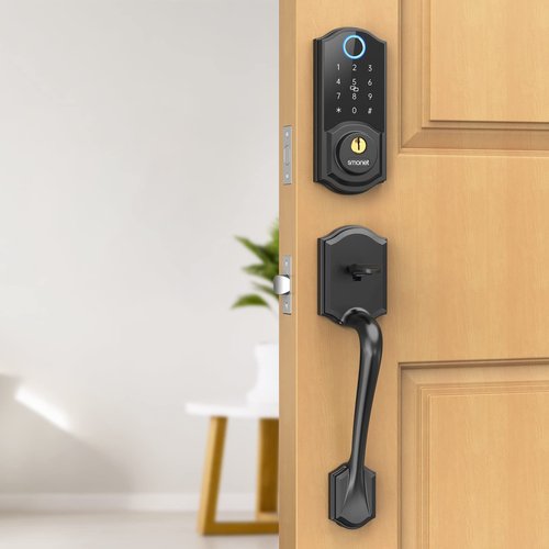 Smart Locks for Front Door, SMONET Front Door Lock Set Keyless Entry, Keyless Entry Keypad Deadbolt with Handle, Smart Deadbolt Fingerprint Bluetooth Digital Keypad