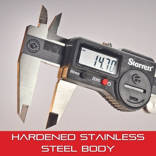 Starrett Electronic Caliper with SLC, Hardened Stainless Steel Body and Integrated Depth Rod - Turns Off Automatically, 0-6" Range, .0005" Resolution - EC799A-6/150 W/SLC