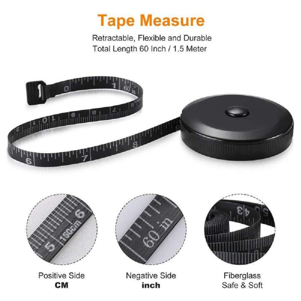 2 Pack Soft Tape Measure Retractable Measuring for Body Fabric Sewing Tailor Cloth Knitting Craft Weight Loss Measurements 60-Inch Soft Pink & Retractable Black Dual Sided Tape Measure Body Measuring