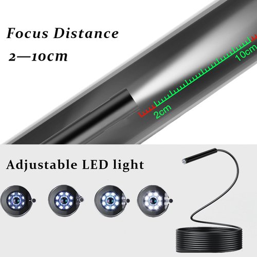 JSE Endoscope Camera with Light, 16.4FT Waterproof Borescope 1920P HD, Semi-Rigid Cable, 8 Adjustable High Brightness LED Lights Inspection Snake Camera for iPhone, Android, iPad