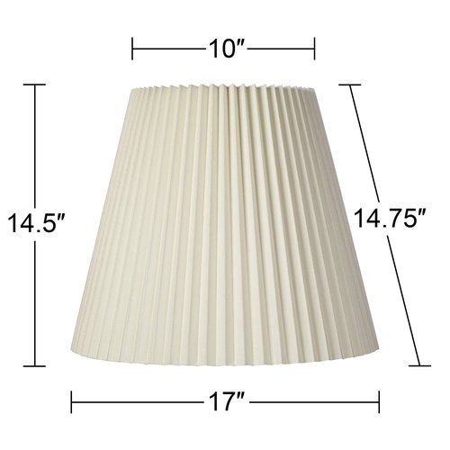 10" Top x 17" Bottom x 14 1/2" High x 14 3/4" Slant Lamp Shade Replacement Large Ivory White Bell Round Traditional Pleated Spider Harp Finial - Springcrest
