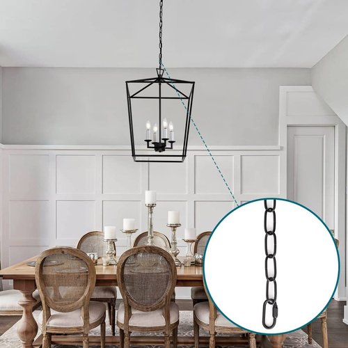 PEESIN 6 Feet Chandelier Chain, Black Chain for Hanging, Hanging Chain Extension with Connection Lock, Industrial Black Light Fixture Chain, for Chandelier, Plant, 50 BL