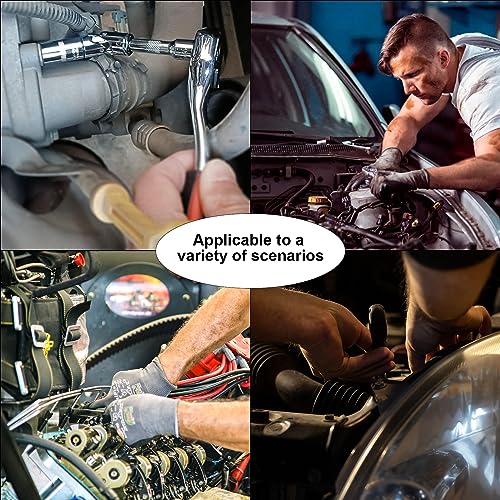 5 Pcs Extension Bar Set, 1/4" Socket Extension Set, Include 4 Pcs Extensions(2"/50mm, 3"/75mm, 4"/100mm, 6"/150mm) and 1 x 1/4 Inch Drive Universal Joint Socket, Chrome Vanadium Steel