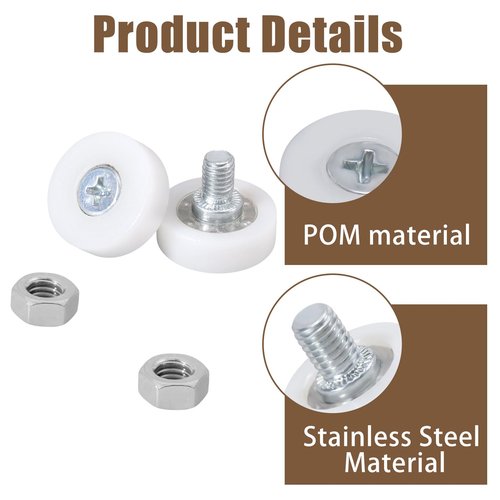 beinkmake 20Pcs 19mm Drawer Rollers Drawer Replacement Wheels Bearing Plastic Small Pulley with Nuts for Sliding Furniture File Cabinet
