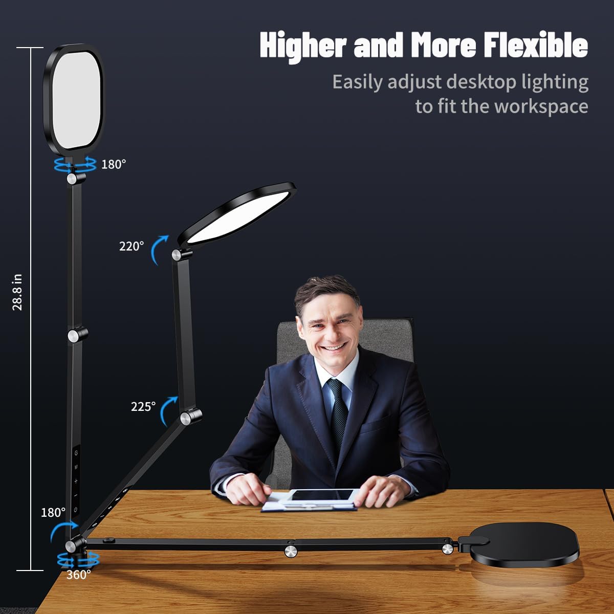 Video Conference Lighting for Zoom Meeting, Desk Lamps for Home Office, 30 Light Modes Desk Light, Ring Light for Desk with Flexible Stand & Memory Function for Zoom Lighting, Video Streaming, Drawing