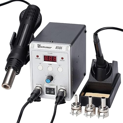 8586 700W 2 in 1 SMD Rework Soldering Station LED Digital Display Hot Air Gun Solder Iron 110V US Plug ESD Welding Repair Tools