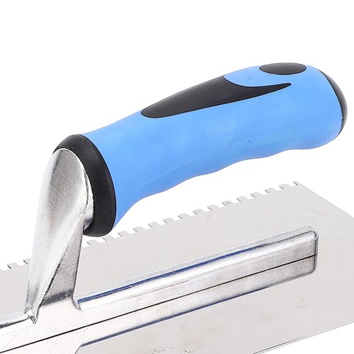 4mm Square Notch Trowel Stainless Steel Hand Notch Trowel with Soft Handle for Cement Concrete Masonry Tile Installation
