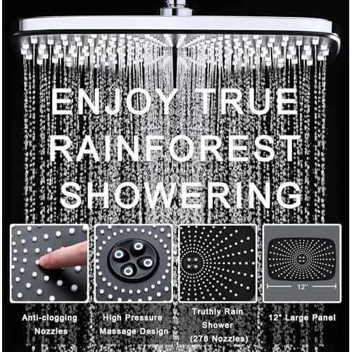 High Pressure Rain Shower Head: Upgrade Shower Heads with Handheld Spray Combo with Fixed Showerhead and 10 Sprays Handheld Shower Head, Detachable Shower head Built-in Magnetic Docking and Power Jets