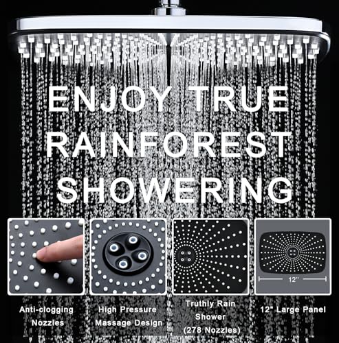 Rain Shower Head with Handheld Spray Combo Chrome 1.8 GPM 460311 - BOZYBO
