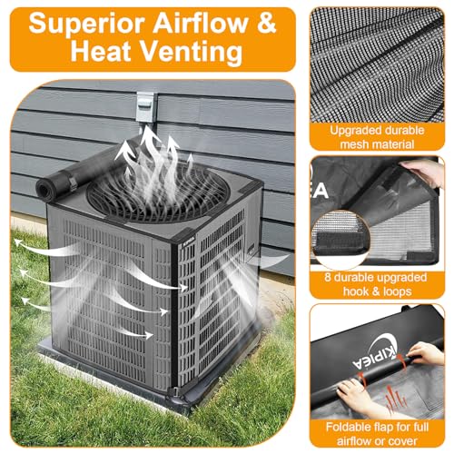 Kipiea 2-in-1 Outdoor AC Unit Cover 30"W x 30"D x 32"H Waterproof Mesh & Top
