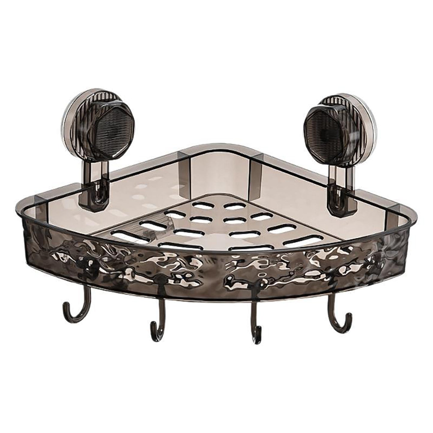 YIKANGHENG Suction Storage Rack, 9 Inch Black Plastic Bathroom Corner Removable Toiletry Storage Rack for Kitchen and Bathroom (Black)