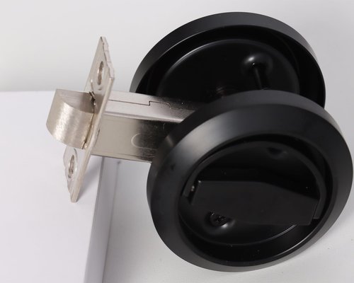 Stainless Steel 304 Black Round Recessed Door Lock, Hidden Recessed Install Cup Door Knob Lock, Recessed Door Handles Pulls Latch Knob, Pocket Door Handle Without Keys