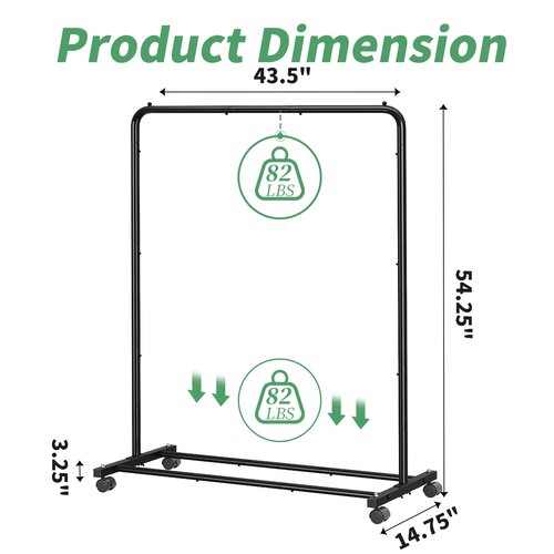 Simple Trending Standard Clothes Clothing Garment Rack with Storage Shelves, Rolling Clothes Organizer on Wheels for Hanging Clothes, Black