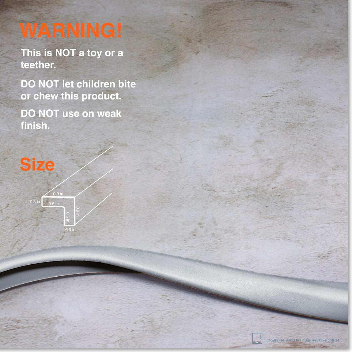Roving Cove Slimfit Edge Protector for Baby Proofing (9ft Small Edges Only), Soft Rubber Foam Furniture Safety Bumper Guard, Desk Cushion, 3M Adhesive, Stone Grey