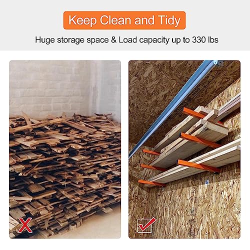 Ultrawall 4-Pack Wall Mount Wood Organizer & Lumber Storage Rack with 3 Levels
